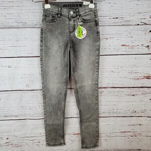 🔴 Justice Denim Jegging Girls 12 Slim Black Gray Soft Stretch Flat Front NWT